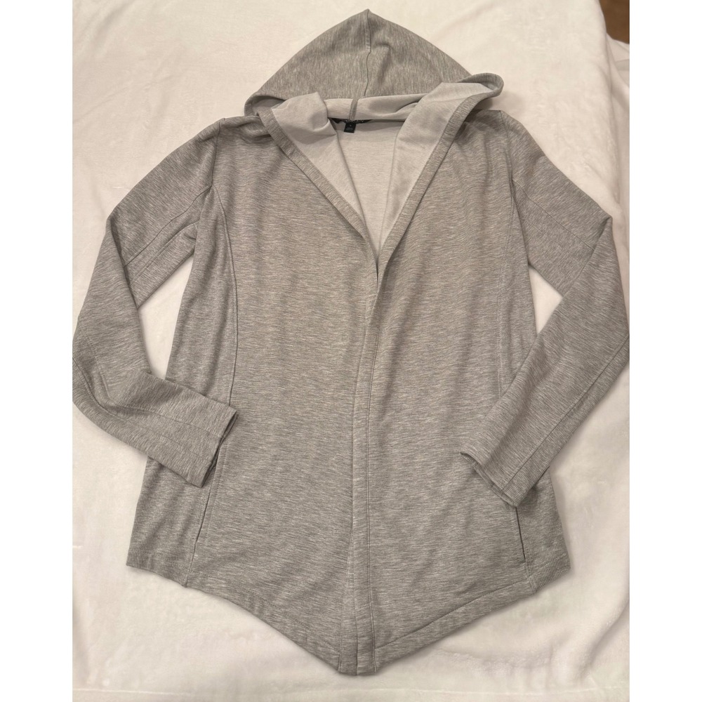 Lauren Ralph Lauren Grey Heather Open Front Hooded Cardigan Sweater Small